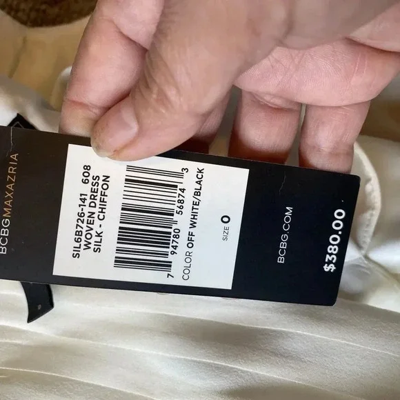 New Bcbgmaxazria Womens Fairy White Black Silk Chiffon Maxi Dress Empire Waist 0 - Picture 6 of 12